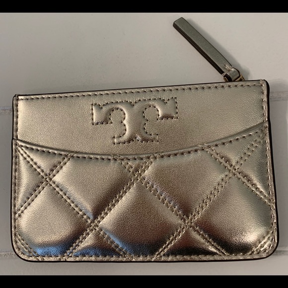Tory Burch Handbags - Tory Burch Savannah Zip Card Case, White Gold